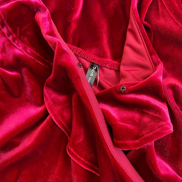 Red Velvet Ruffle Mini Dress - Picture 6 of 6